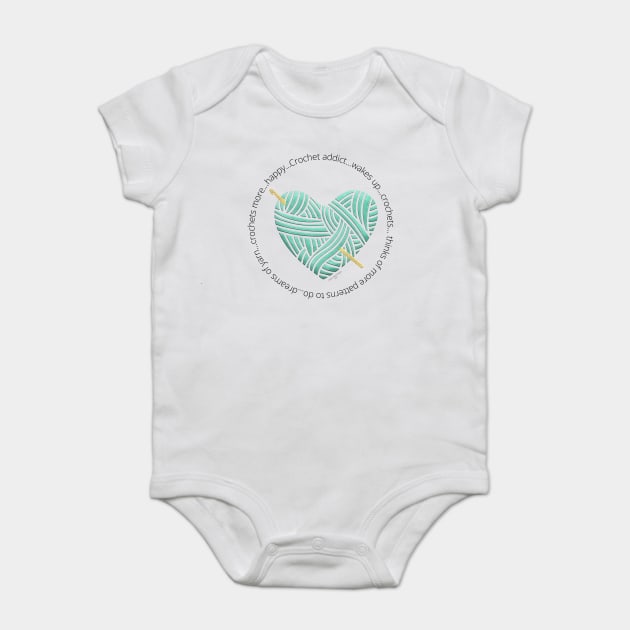Crochet Addict Heart Baby Bodysuit by Desert Hippie Designs